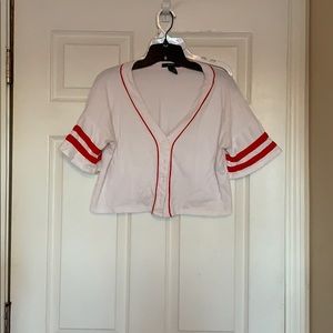 Baseball Button Up Crop Top